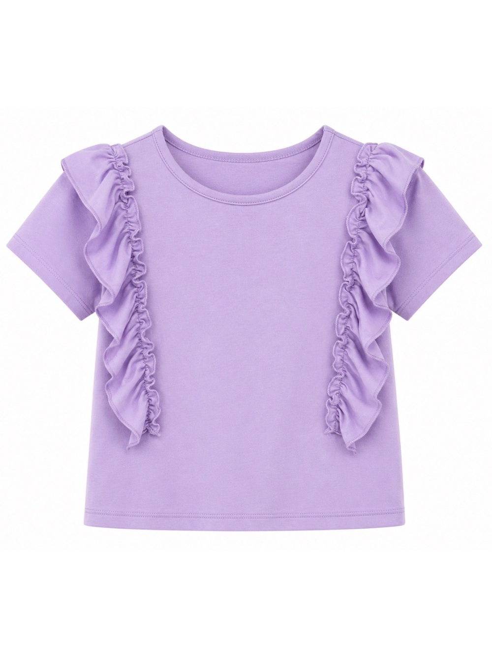NWT Btween Light Purple Lilac Short Sleeve Ruffle Top Girls Size 7